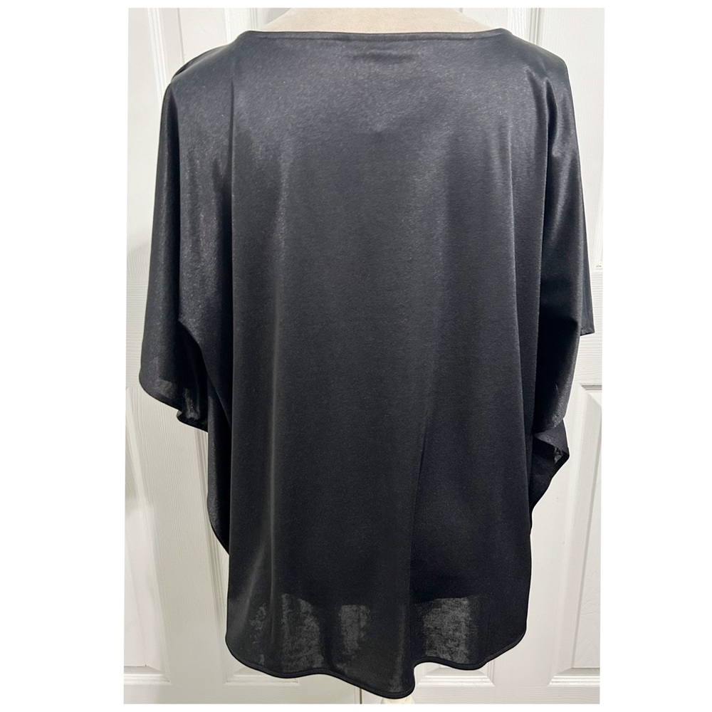 NWT Alfani Elements, Deep Metallic Black, Modern Style Pull Over Shawl Blouse - Picture 3 of 7